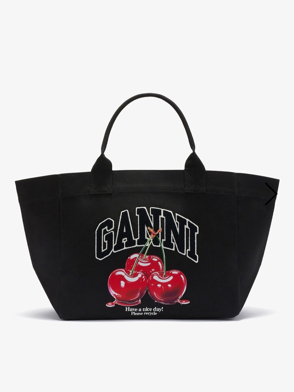 Ganni Black Tote with Cherry XXL